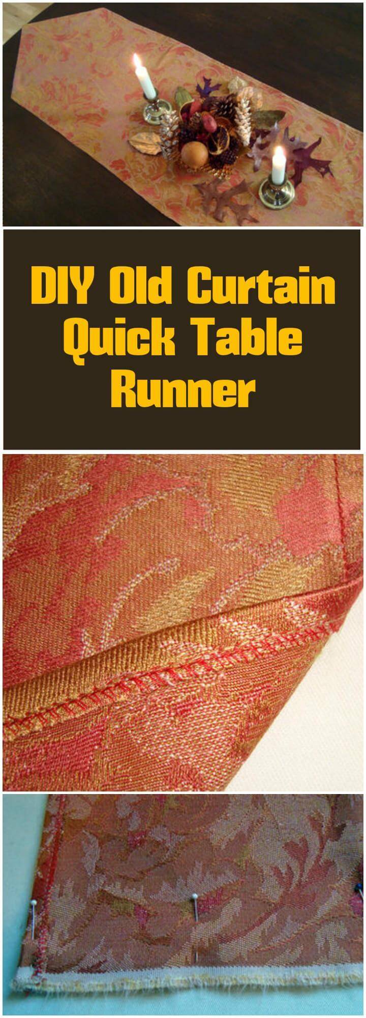 repurposed old curtain table runner